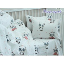 Детское постельное бельё TAG Панда персик в кроватку для новорожденных