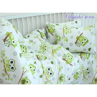 Детское постельное бельё в кроватку для новорожденных TAG Совушка зелен