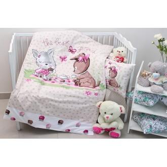 Дитяча постільна білизна PrimaTeks Best frends beige в ліжечко Дитяча постільна білизна PrimaTeks Best frends beige в ліжечко