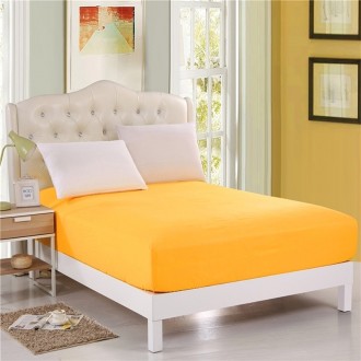 Простынь на резинке ST-1004 сатин TAG 160x200+20 жёлтая