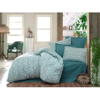 Постельное белье Cotton Twill ранфорс Мармарис цветы на зелёном