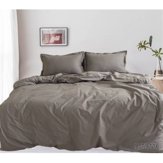 Постельное белье однотонное TAG ранфорс R-T9116 серое
