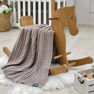 Детский плед Маленькая Соня Коса с полосой мокко