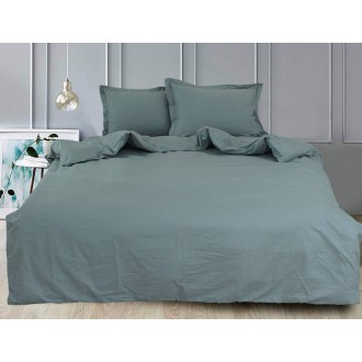 Однотонное постельное белье TAG сатин Green Grey