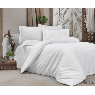 Белое постельное белье TAG сатин страйп Luxury ST-1037