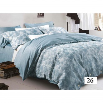 Постельное белье Viluta (Украина) Satin Wash Jacquard вареный хлопок Tiare 26 синее