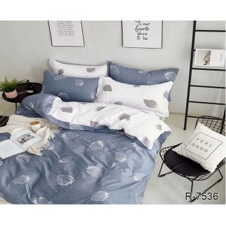 Постельное белье TAG (Украина) ранфорс R7536 Клубника на сером и белом