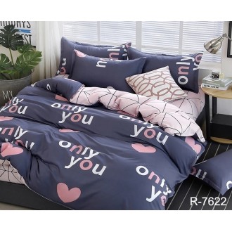 Постельное белье TAG (Украина) ранфорс R7622 Сердечки на синем