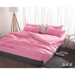 Однотонное постельное бельё Tag сатин S438 розовое