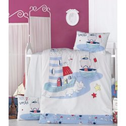 Детское постельное бельё в кроватку для новорожденных Victoria Nautic ранфорс
