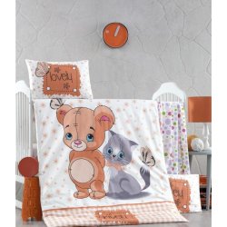 Детское постельное бельё в кроватку для новорожденных Victoria Mouse and cat ранфорс