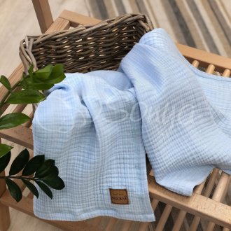 Детский плед Msonya Муслин Жатка Голубой без бахромы Детский плед Msonya Муслин Жатка Голубой без бахромы