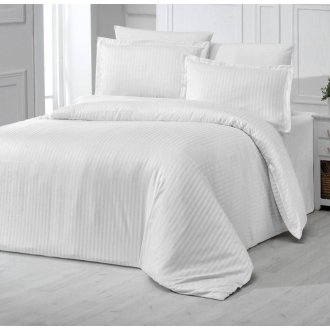 Постельное бельё Zeron сатин страйп Beyaz белое Постельное бельё Zeron сатин страйп Beyaz белое